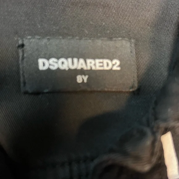 DSQUARED2 Kids Black Jean Jacket with Red and White Accents
